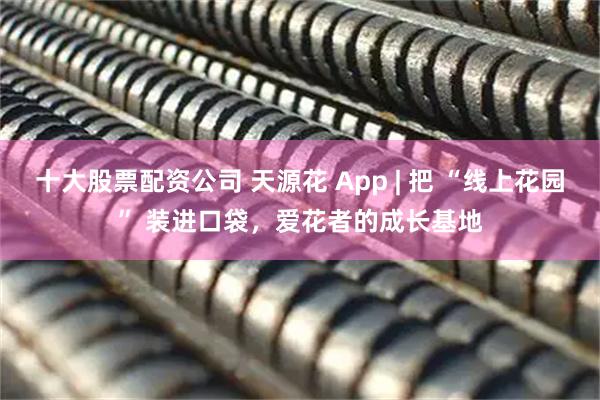 十大股票配资公司 天源花 App | 把 “线上花园” 装进口袋，爱花者的成长基地